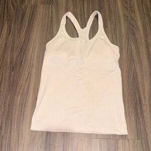 Lululemon Cream Ribbed Tank Top With Built In Bra